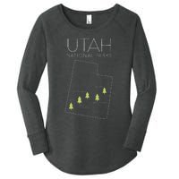 Utah National Park Map Zion Bryce Canyon Arches Canyonlands Women's Perfect Tri Tunic Long Sleeve Shirt