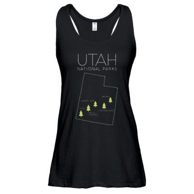 Utah National Park Map Zion Bryce Canyon Arches Canyonlands Ladies Essential Flowy Tank