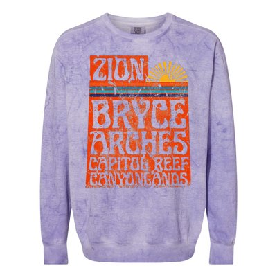 Utah National Parks Zion Arches Bryce Canyonlands State Map Colorblast Crewneck Sweatshirt