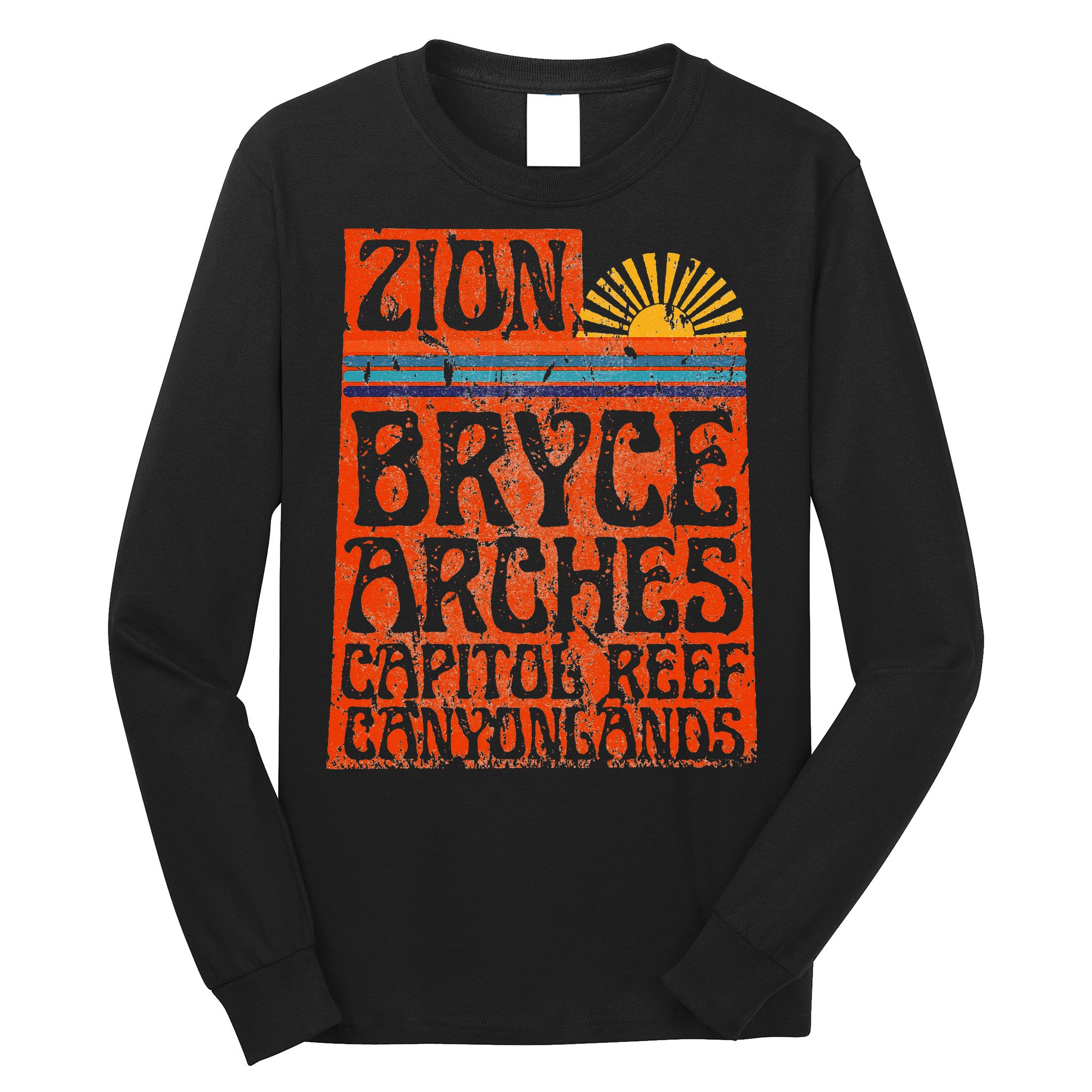 Utah National Parks Zion Arches Bryce Canyonlands State Map Long Sleeve Shirt