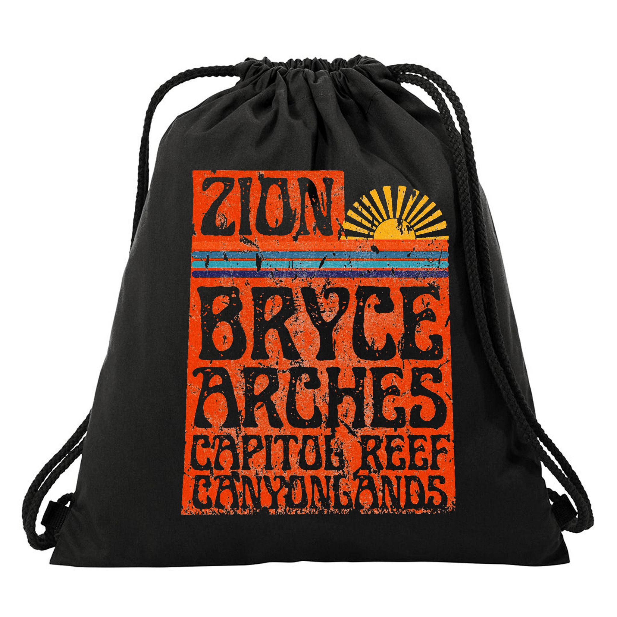 Utah National Parks Zion Arches Bryce Canyonlands State Map Drawstring Bag