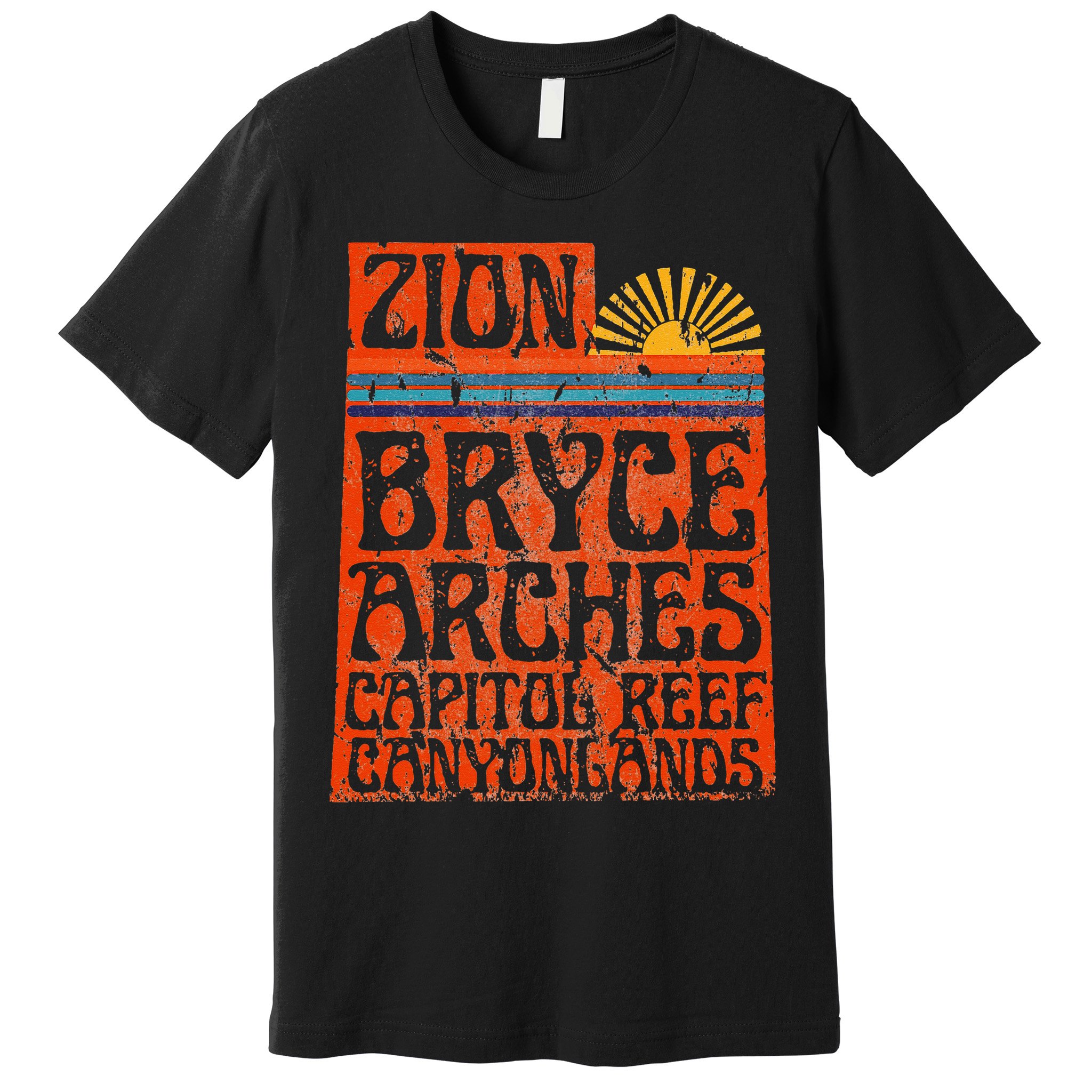 Utah National Parks Zion Arches Bryce Canyonlands State Map Premium T-Shirt
