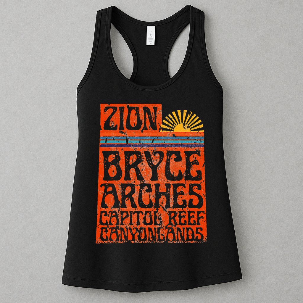 Utah National Parks Zion Arches Bryce Canyonlands State Map Womens Tank Top