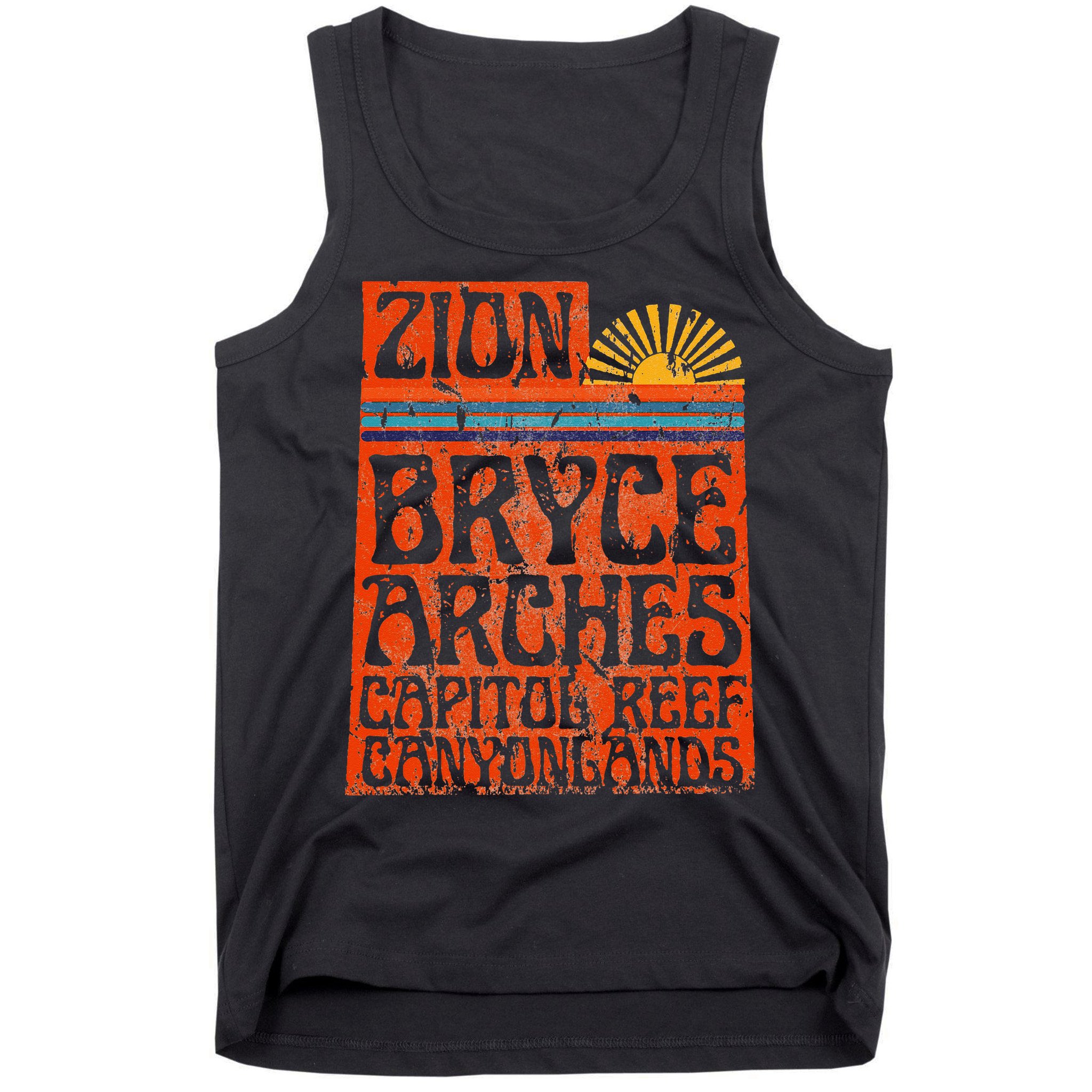 Utah National Parks Zion Arches Bryce Canyonlands State Map Tank Top