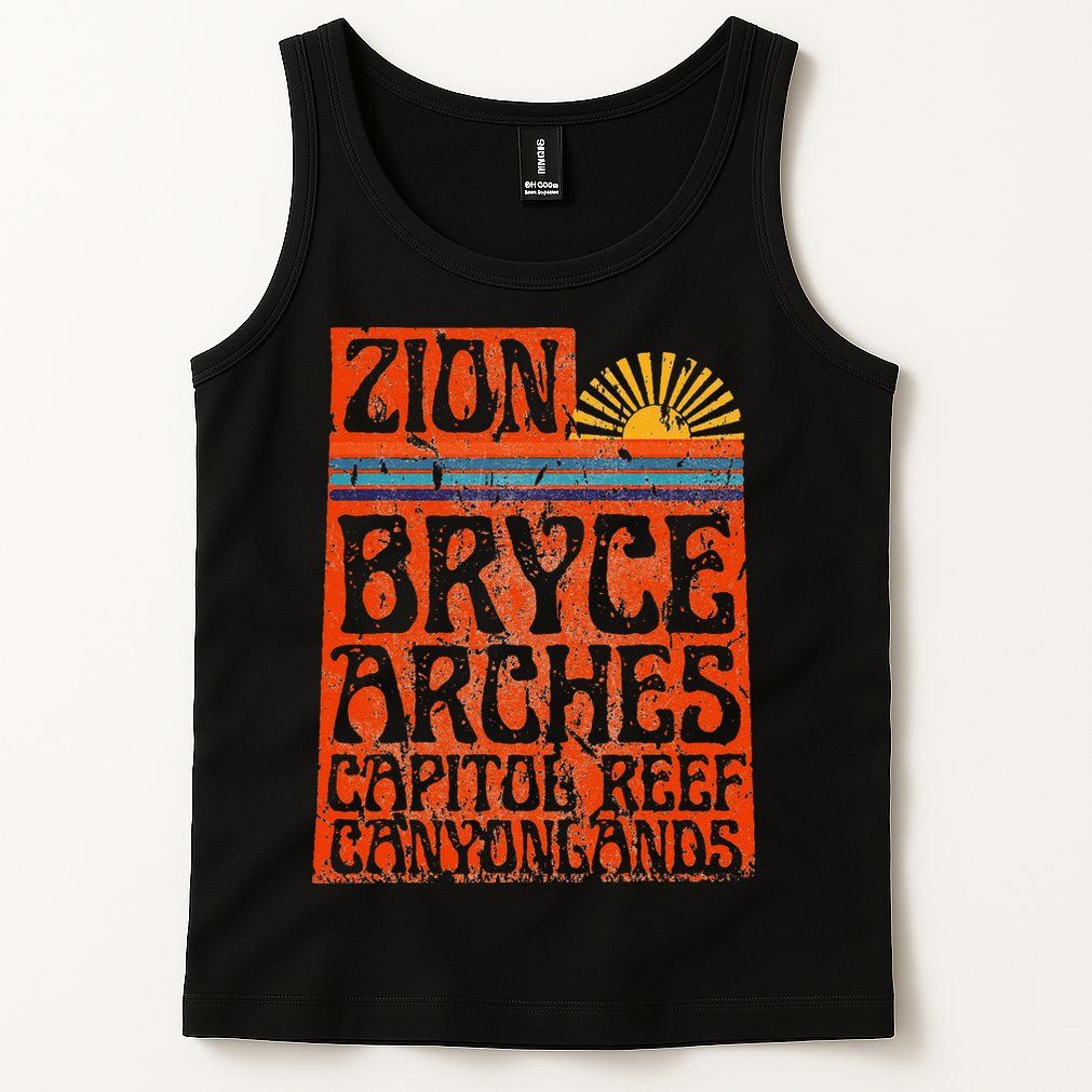 Utah National Parks Zion Arches Bryce Canyonlands State Map Tank Top