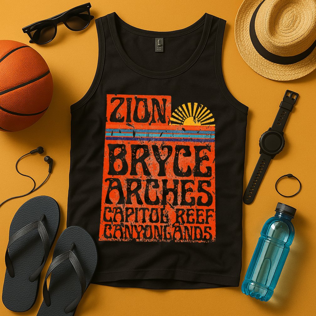 Utah National Parks Zion Arches Bryce Canyonlands State Map Tank Top
