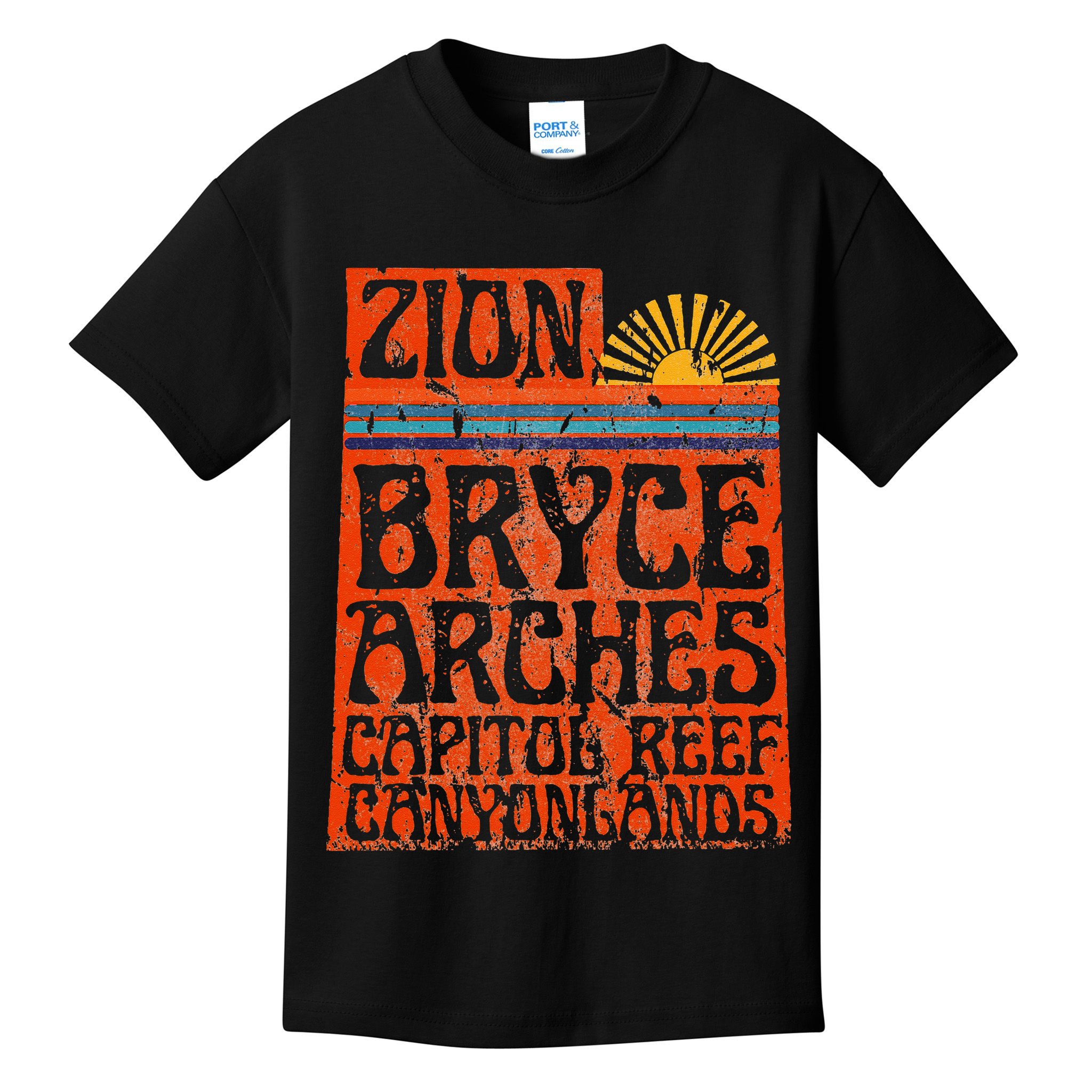 Utah National Parks Zion Arches Bryce Canyonlands State Map Kids T-Shirt