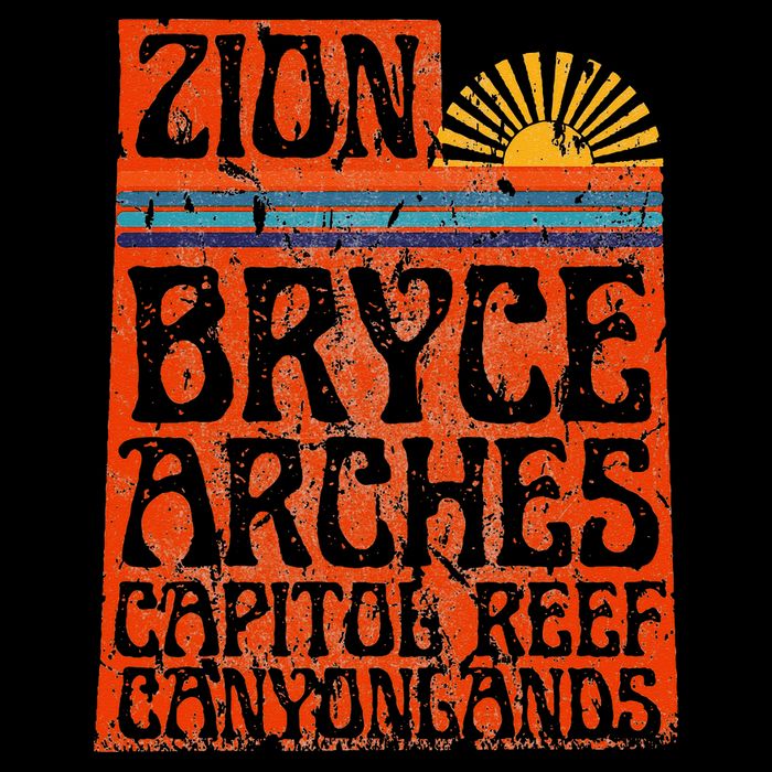 Utah National Parks Zion Arches Bryce Canyonlands State Map Kids T-Shirt
