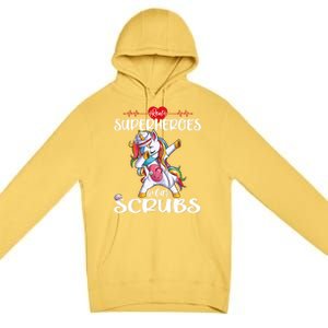 Unicorn Nurse Real Superheroes Wear Scrubs S Nursicorn Gift Premium Pullover Hoodie