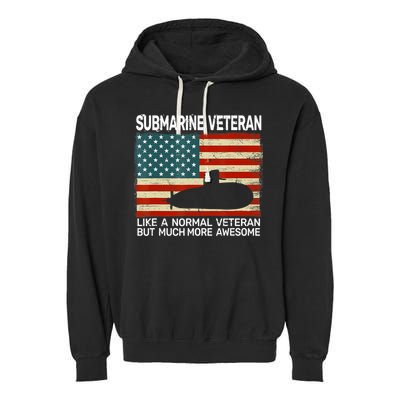 US Navy Submarine Veteran USA Flag Vintage Submariner Garment-Dyed Fleece Hoodie