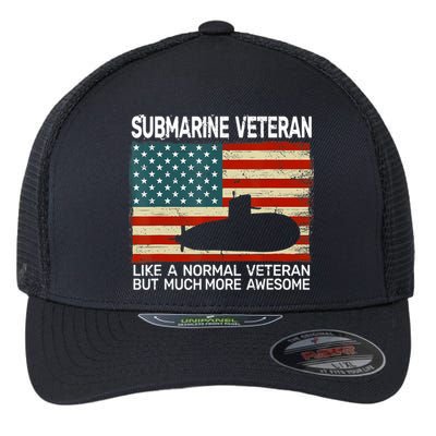US Navy Submarine Veteran USA Flag Vintage Submariner Flexfit Unipanel Trucker Cap