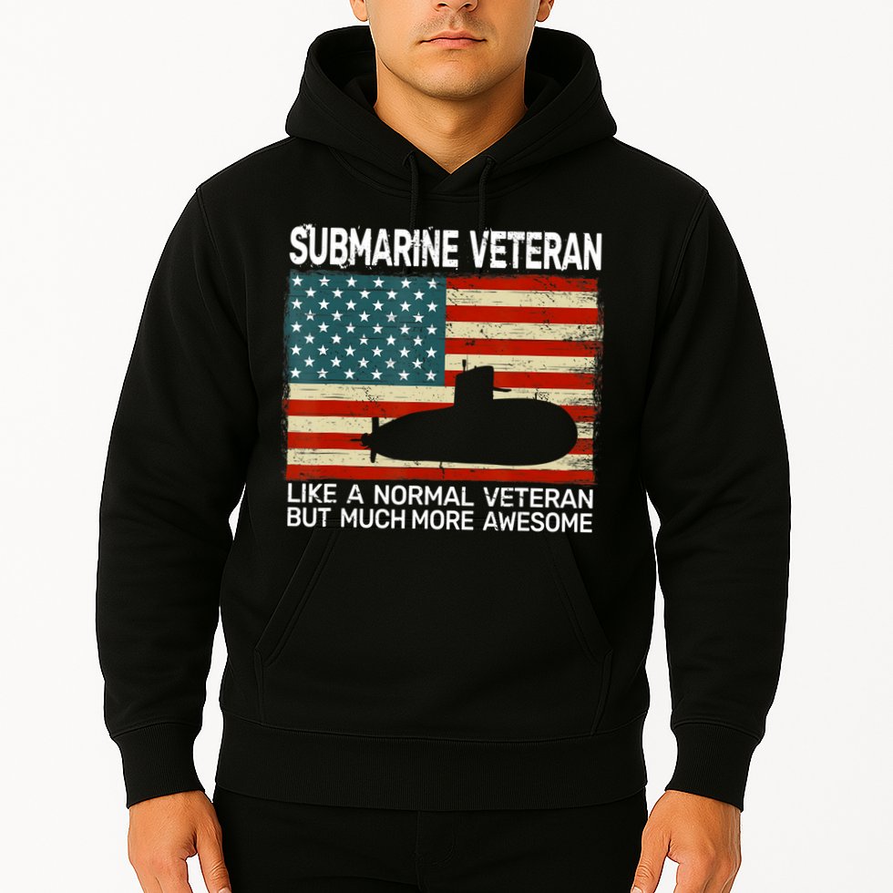 US Navy Submarine Veteran USA Flag Vintage Submariner Hoodie