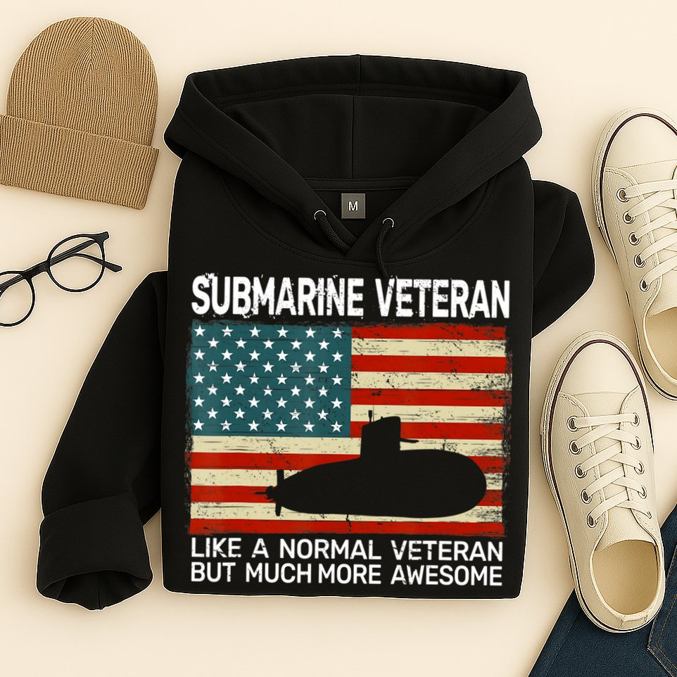 US Navy Submarine Veteran USA Flag Vintage Submariner Hoodie