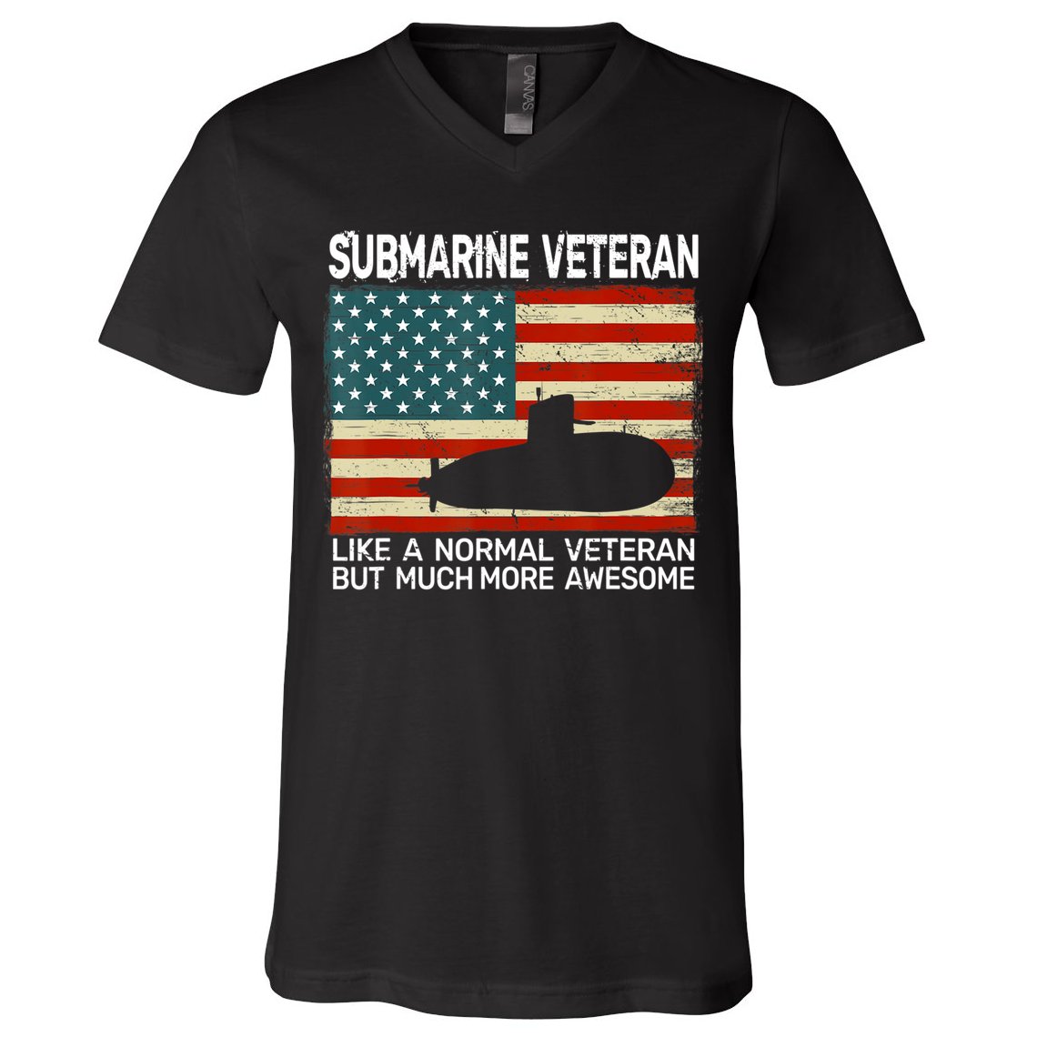 US Navy Submarine Veteran USA Flag Vintage Submariner V-Neck T-Shirt