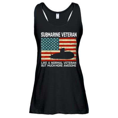US Navy Submarine Veteran USA Flag Vintage Submariner Ladies Essential Flowy Tank