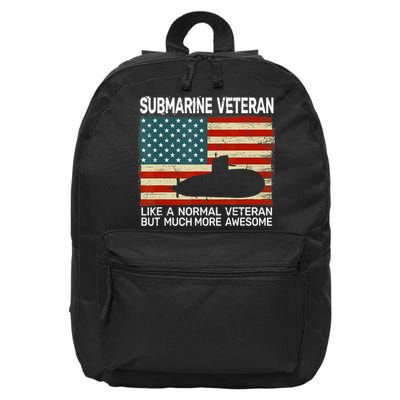 US Navy Submarine Veteran USA Flag Vintage Submariner 16 in Basic Backpack