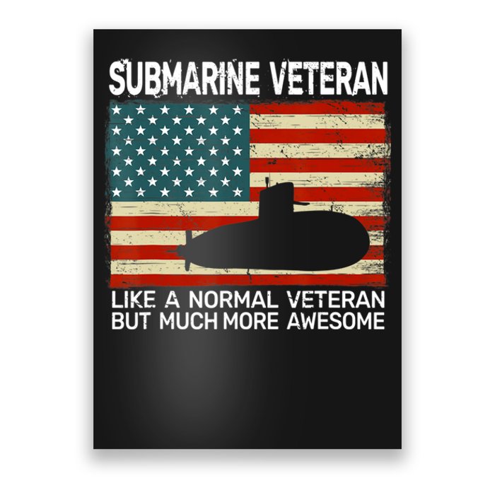 US Navy Submarine Veteran USA Flag Vintage Submariner Poster