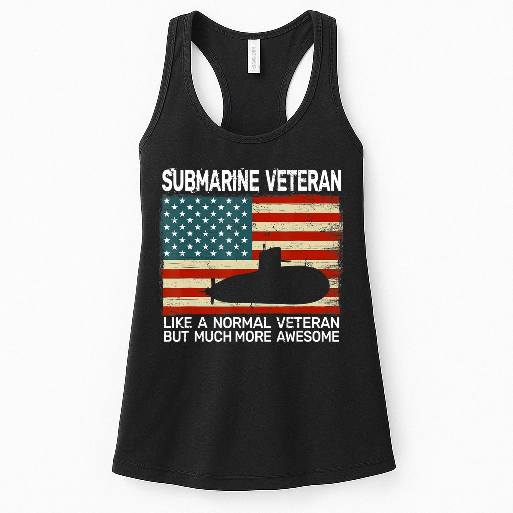 US Navy Submarine Veteran USA Flag Vintage Submariner Womens Tank Top