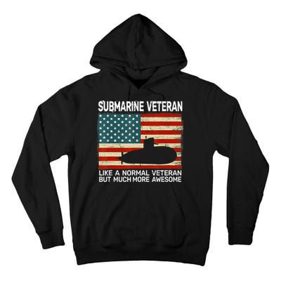 US Navy Submarine Veteran USA Flag Vintage Submariner Tall Hoodie