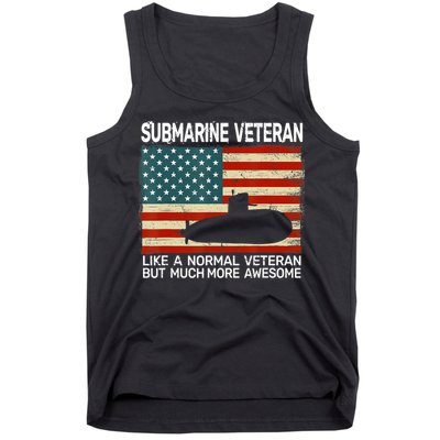 US Navy Submarine Veteran USA Flag Vintage Submariner Tank Top