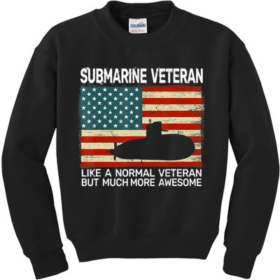 US Navy Submarine Veteran USA Flag Vintage Submariner Kids Sweatshirt