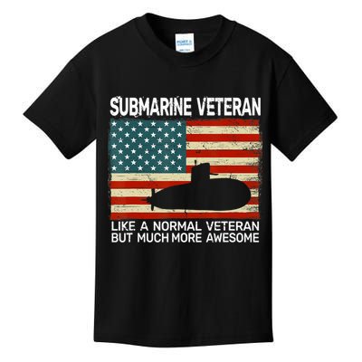 US Navy Submarine Veteran USA Flag Vintage Submariner Kids T-Shirt
