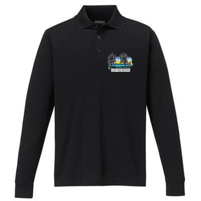 Up North Torch Lake Michigan Performance Long Sleeve Polo