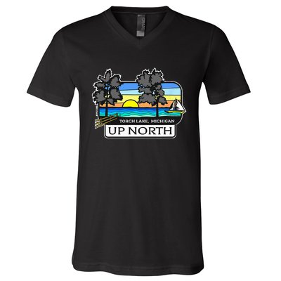 Up North Torch Lake Michigan V-Neck T-Shirt