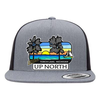 Up North Torch Lake Michigan Flat Bill Trucker Hat