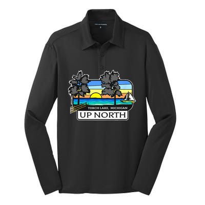 Up North Torch Lake Michigan Silk Touch Performance Long Sleeve Polo