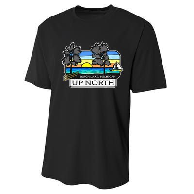 Up North Torch Lake Michigan Performance Sprint T-Shirt