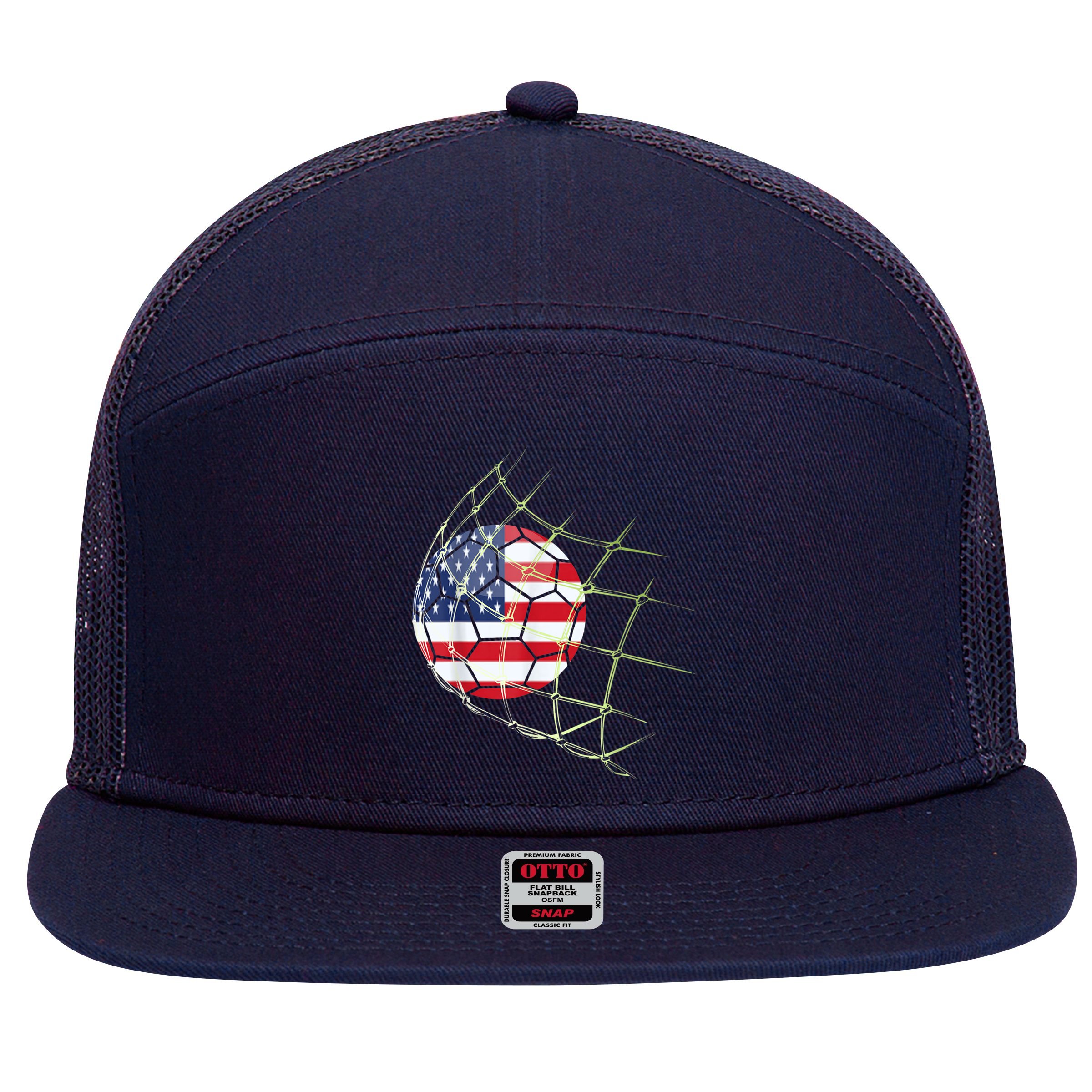USA  National Team Soccer Jersey 2022 American Ball Flag 7 Panel Mesh Trucker Snapback Hat