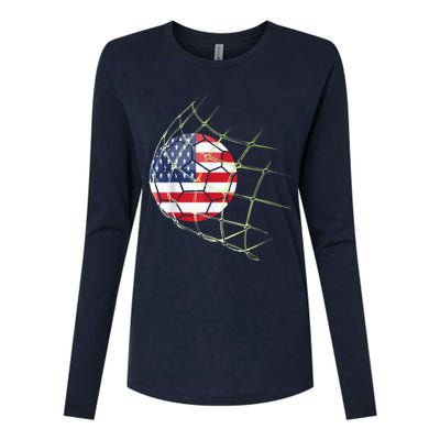 USA  National Team Soccer Jersey 2022 American Ball Flag Womens Cotton Relaxed Long Sleeve T-Shirt