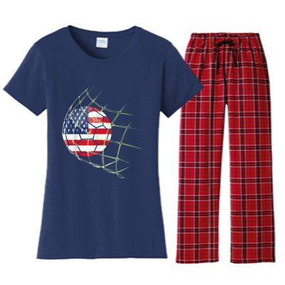 USA  National Team Soccer Jersey 2022 American Ball Flag Women's Flannel Pajama Set