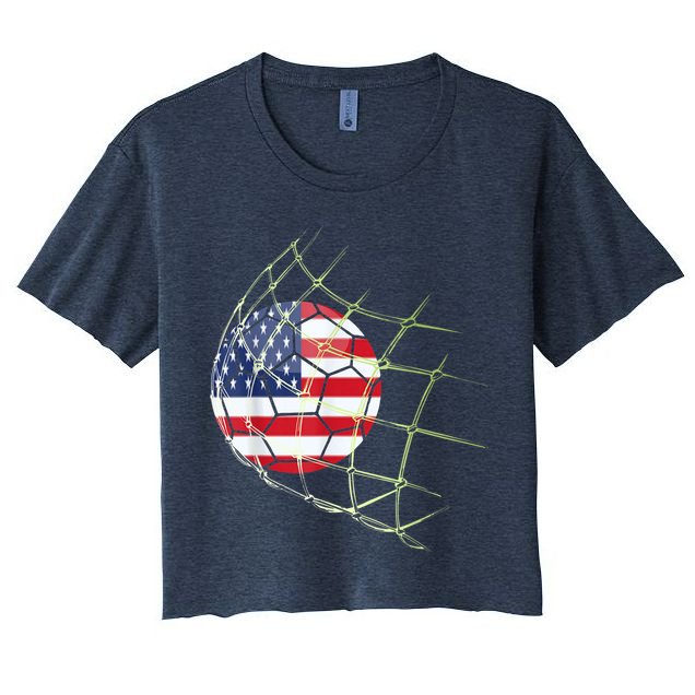 USA  National Team Soccer Jersey 2022 American Ball Flag Women's Crop Top Tee
