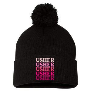 U.S.H.E.R Name Pom Pom 12in Knit Beanie