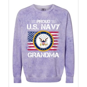 Us Na Vy Proud Grandma Proud Us Na Vy Grandma Veteran Day Colorblast Crewneck Sweatshirt