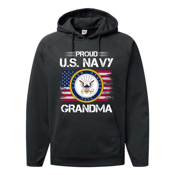 Us Na Vy Proud Grandma Proud Us Na Vy Grandma Veteran Day Performance Fleece Hoodie