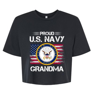 Us Na Vy Proud Grandma Proud Us Na Vy Grandma Veteran Day Bella+Canvas Jersey Crop Tee