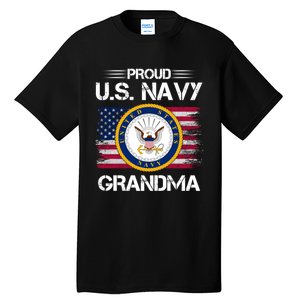 Us Na Vy Proud Grandma Proud Us Na Vy Grandma Veteran Day Tall T-Shirt