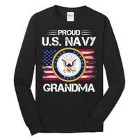 Us Na Vy Proud Grandma Proud Us Na Vy Grandma Veteran Day Tall Long Sleeve T-Shirt