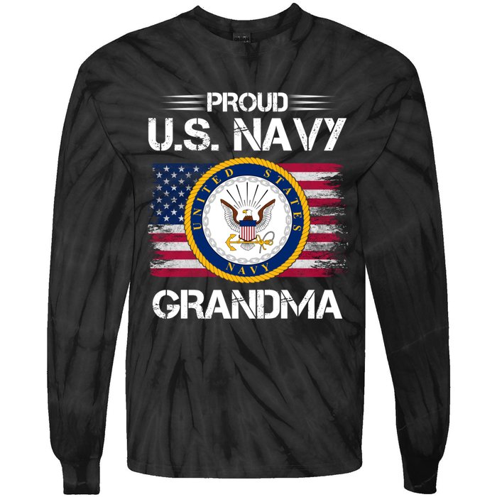 Us Na Vy Proud Grandma Proud Us Na Vy Grandma Veteran Day Tie-Dye Long Sleeve Shirt