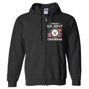 Us Na Vy Proud Grandma Proud Us Na Vy Grandma Veteran Day Full Zip Hoodie