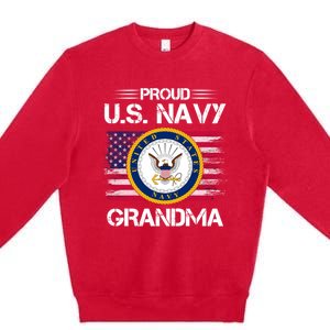 Us Na Vy Proud Grandma Proud Us Na Vy Grandma Veteran Day Premium Crewneck Sweatshirt