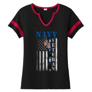 US Na Vy Patriotic Flag Na Vy Veteran Gift Ladies Halftime Notch Neck Tee