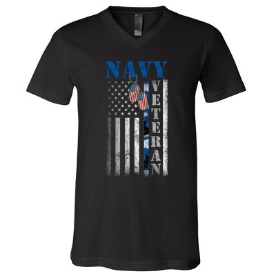 US Na Vy Patriotic Flag Na Vy Veteran Gift V-Neck T-Shirt