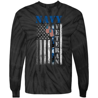 US Na Vy Patriotic Flag Na Vy Veteran Gift Tie-Dye Long Sleeve Shirt