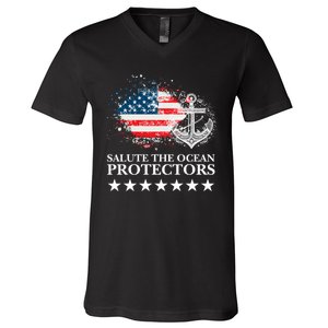 U.S.A NavyDay Veterans Military Pride Patriotic Memorial V-Neck T-Shirt