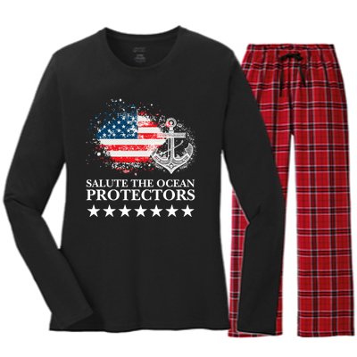 U.S.A NavyDay Veterans Military Pride Patriotic Memorial Women's Long Sleeve Flannel Pajama Set 