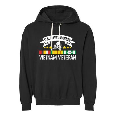 US. Na Vy Sea Bee Vietnam Veteran Flag Garment-Dyed Fleece Hoodie